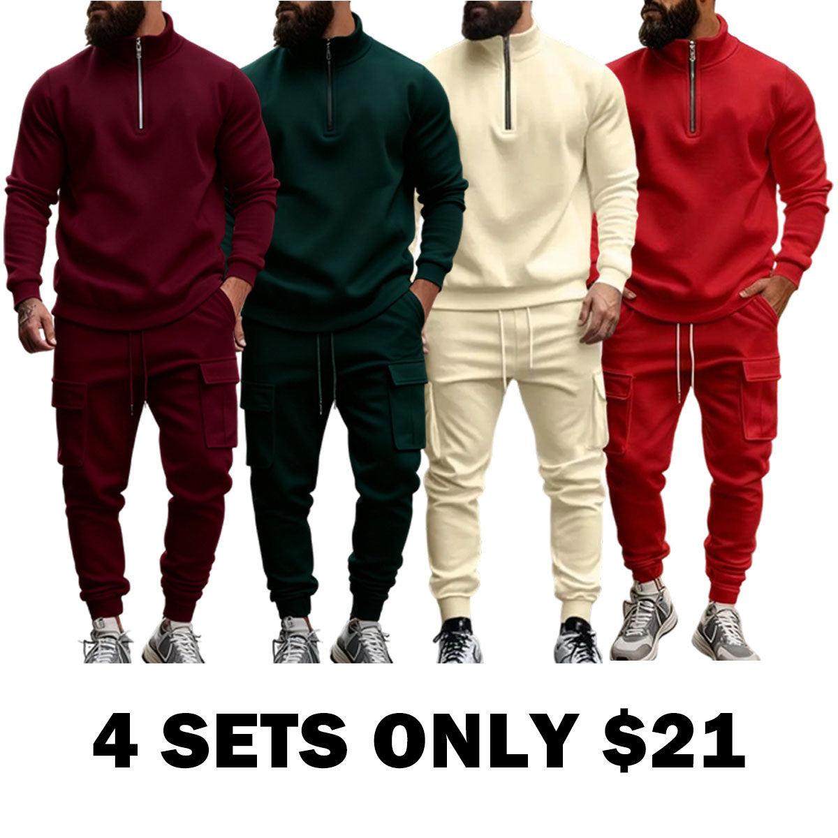Men's Fleece Lined Zipper Work Pants Set