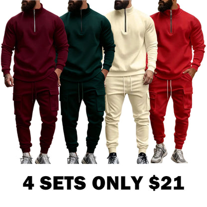 Men's Fleece Lined Zipper Work Pants Set