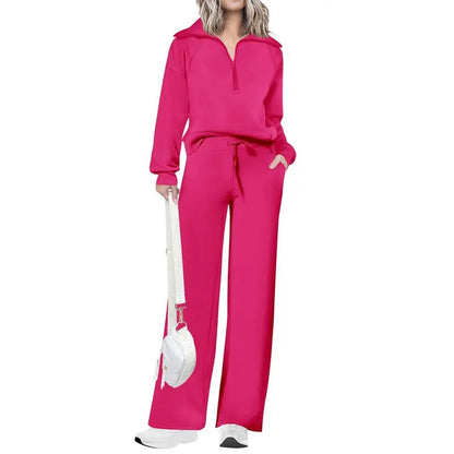Women's wear Chic 2-Piece Set Outfits Half Zip Style