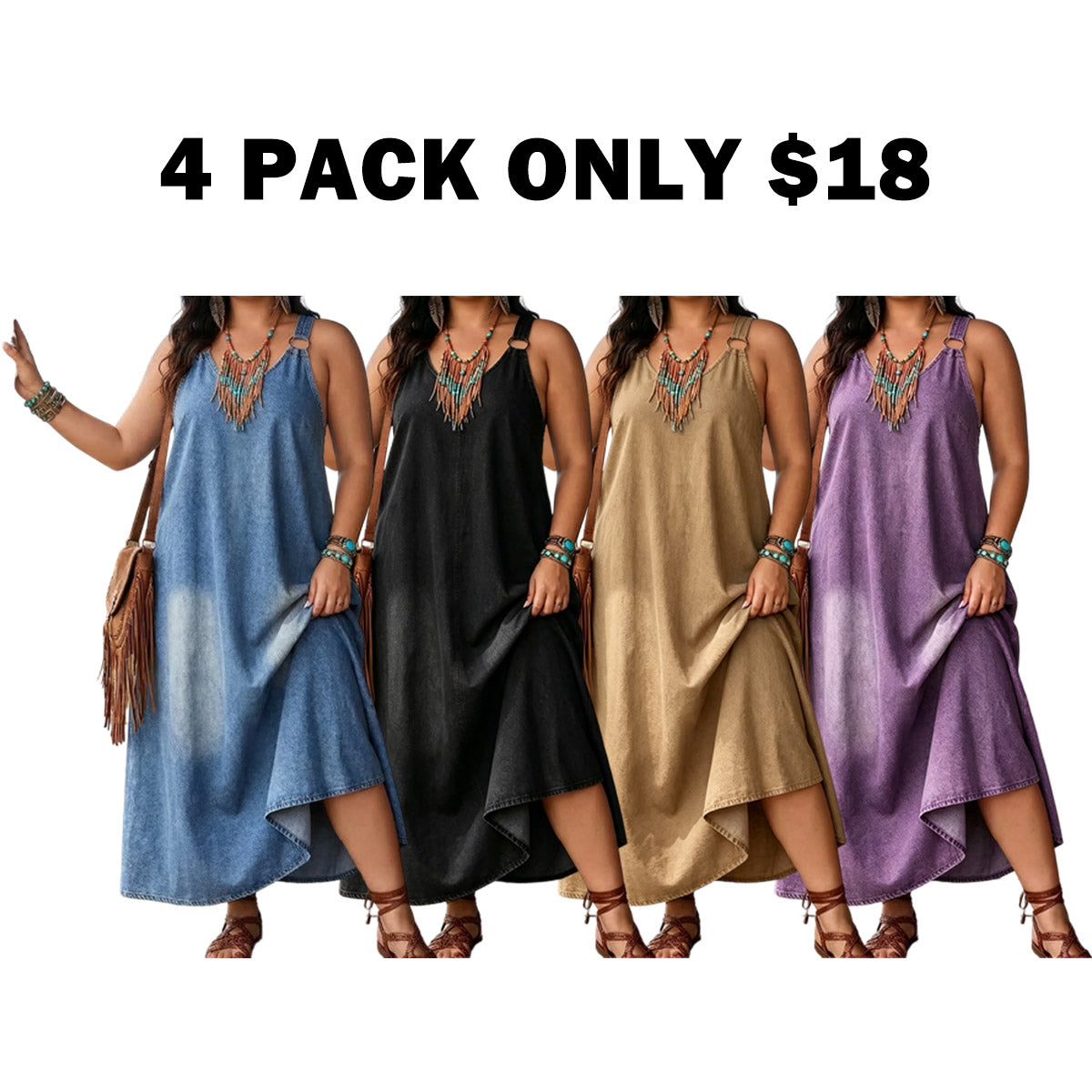 Women’s Sleeveless Denim Maxi Dress