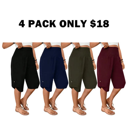 Women's Tummy Control High Waist Fitted Wide Leg Capri Pants