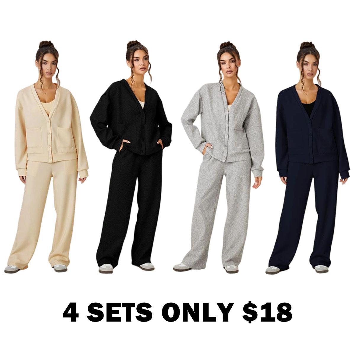 Women's Slouchy Solid Color Soft Two Piece Set