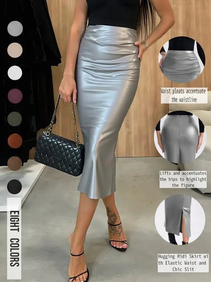 Women's Faux Leather Skirt