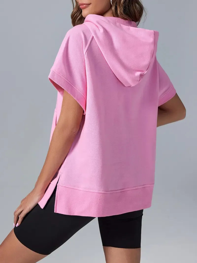 Women's Oversized Half Short Sleeve Casual Sweatshirts