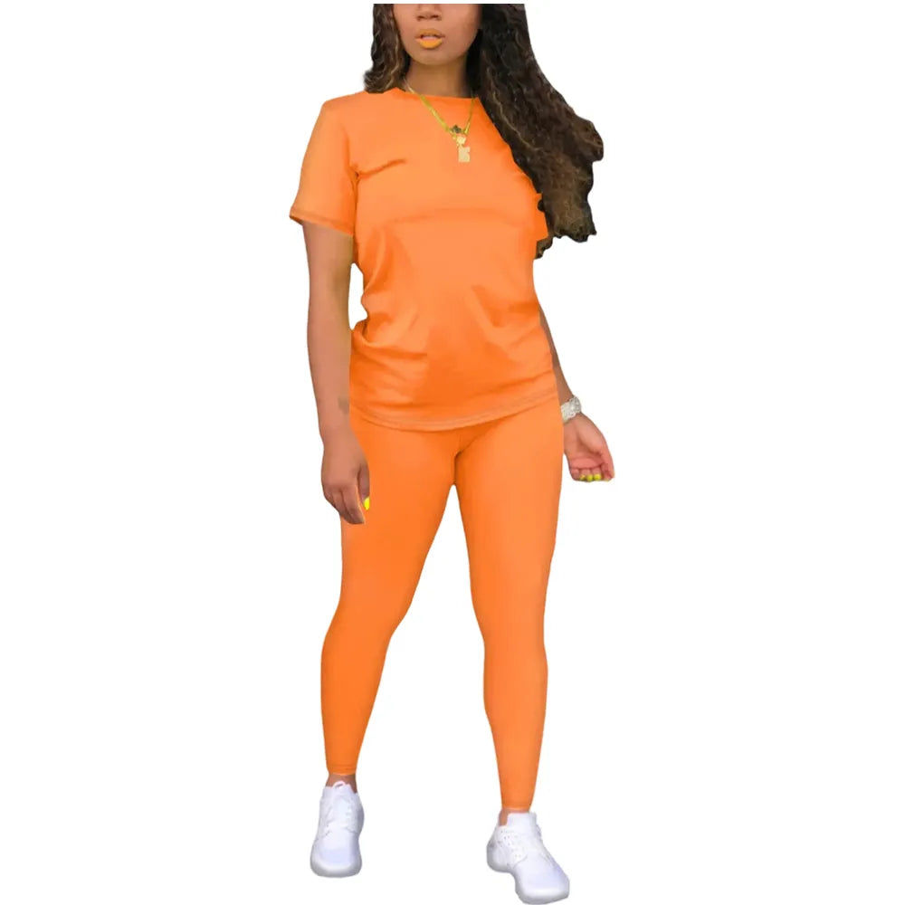 Fitted Round Neck Tee & Skinny Pants 2-Piece