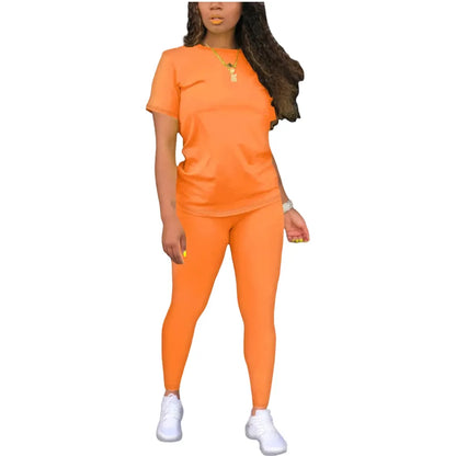 Fitted Round Neck Tee & Skinny Pants 2-Piece