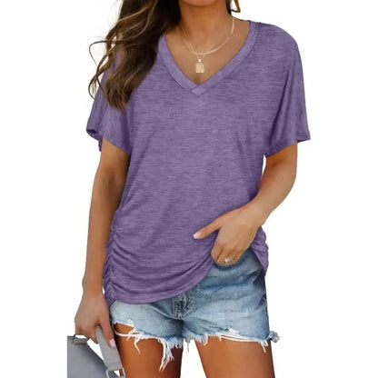 Women's Short Sleeve V Neck Dolman Tops