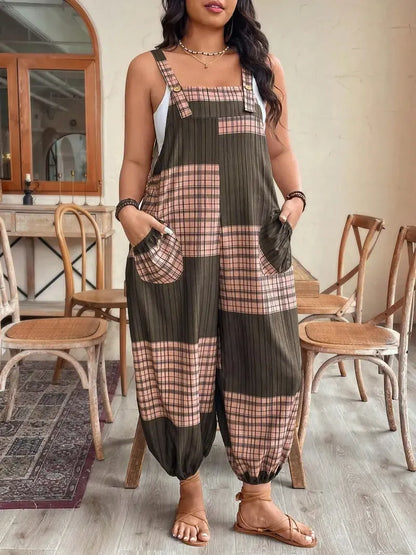 Plus Size Jumpsuit, Casual Comfy Sleeveless Jumpsuit