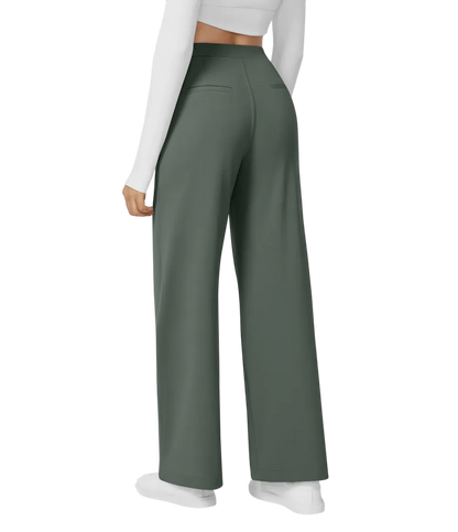 High Waisted Pocket Straight Leg Work Pants