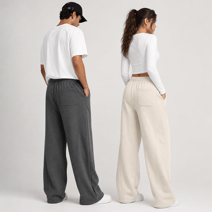 Unisex Cotton Curved-Seam Wide-Leg Sweatpants 8-Color Set