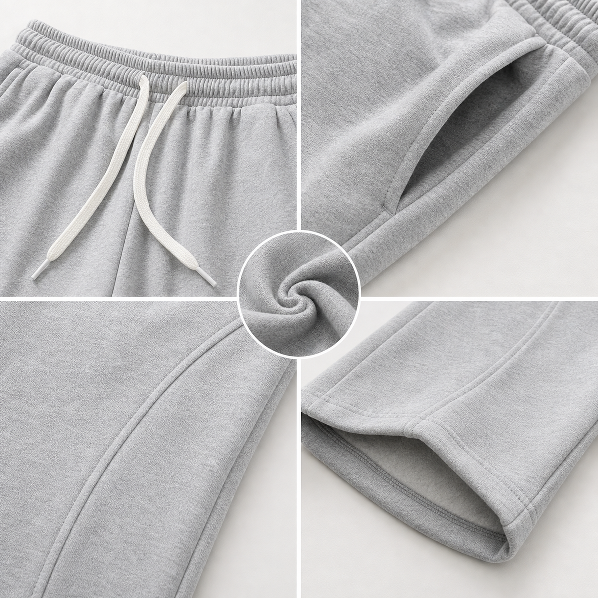 Unisex Cotton Curved-Seam Wide-Leg Sweatpants 8-Color Set
