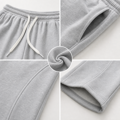 Unisex Cotton Curved-Seam Wide-Leg Sweatpants 8-Color Set