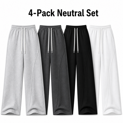 Unisex Cotton Curved-Seam Wide-Leg Sweatpants 8-Color Set