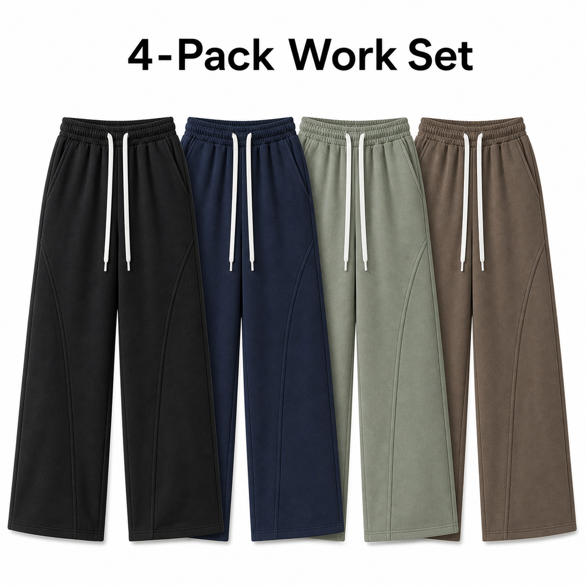 Unisex Cotton Curved-Seam Wide-Leg Sweatpants 8-Color Set