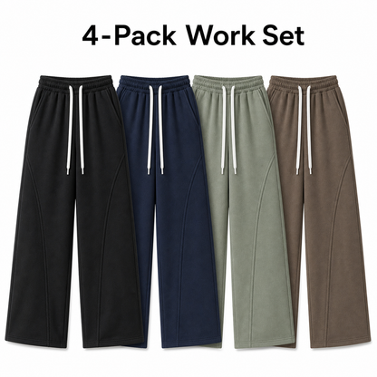 Unisex Cotton Curved-Seam Wide-Leg Sweatpants 8-Color Set