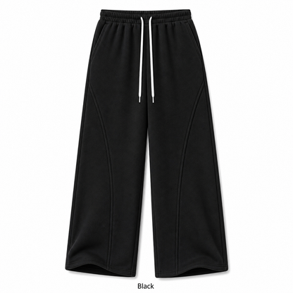 Unisex Cotton Curved-Seam Wide-Leg Sweatpants 8-Color Set