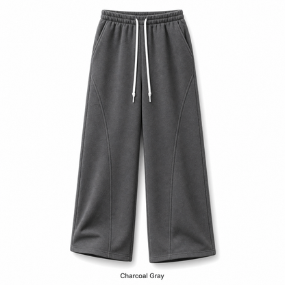 Unisex Cotton Curved-Seam Wide-Leg Sweatpants 8-Color Set