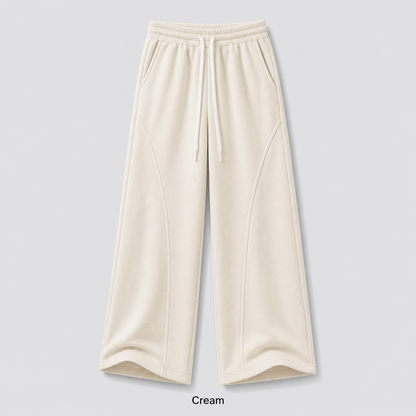 Unisex Cotton Curved-Seam Wide-Leg Sweatpants 8-Color Set