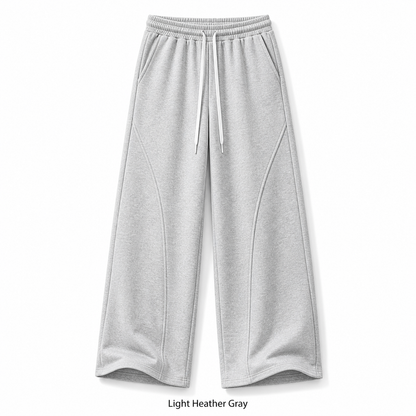 Unisex Cotton Curved-Seam Wide-Leg Sweatpants 8-Color Set
