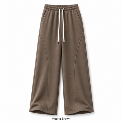 Unisex Cotton Curved-Seam Wide-Leg Sweatpants 8-Color Set