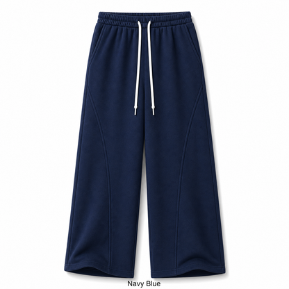 Unisex Cotton Curved-Seam Wide-Leg Sweatpants 8-Color Set