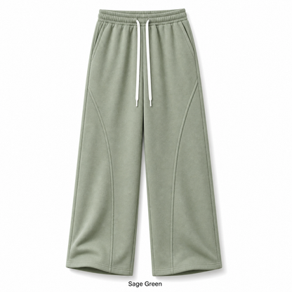 Unisex Cotton Curved-Seam Wide-Leg Sweatpants 8-Color Set