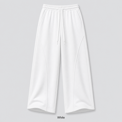 Unisex Cotton Curved-Seam Wide-Leg Sweatpants 8-Color Set