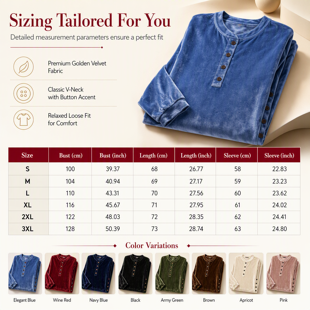🍂👚Women's Casual Loose Velvet Long Sleeve T-Shirt with Button V-Neck